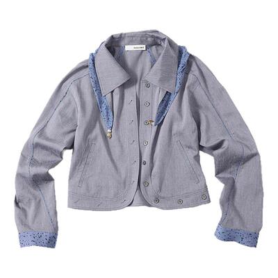 设计师品牌春夏波点收腰短款衬衫