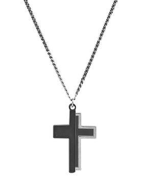 黑十字架钛钢蛇骨链男女项链吊坠