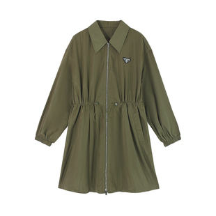 伊纳芙韩系工装中长款风衣女2026春新款宽松休闲外套简约收腰大衣