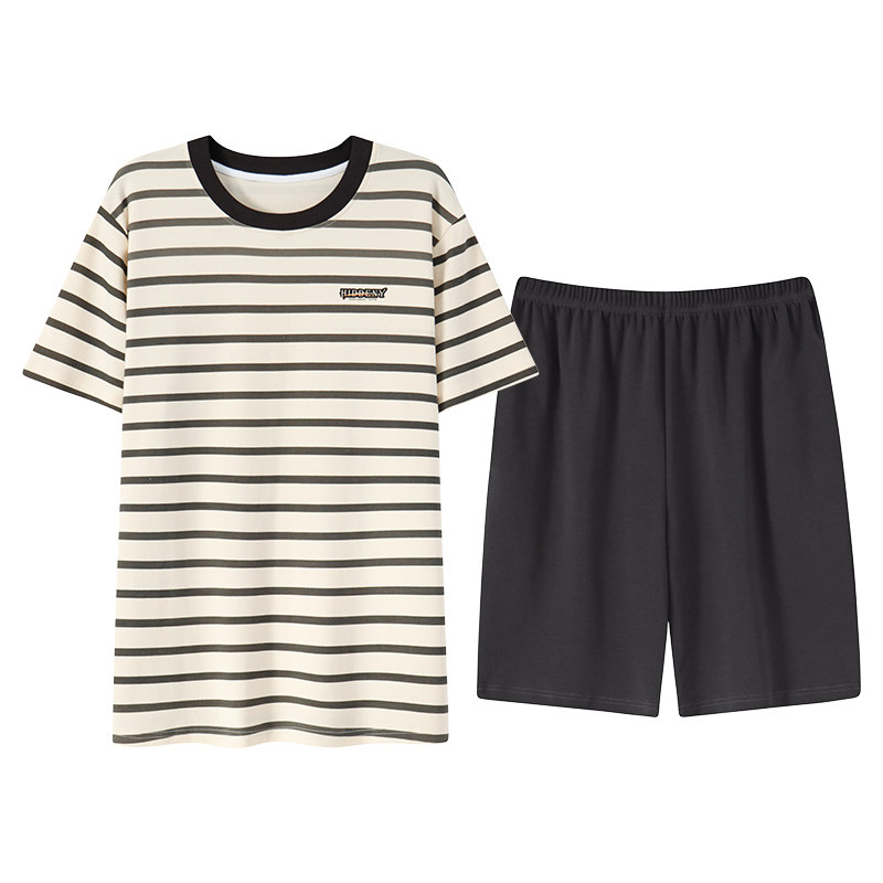 男士夏季薄款大码家居服睡衣套装