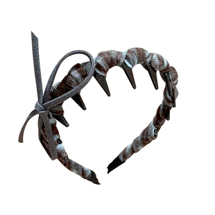 韩系格子蝴蝶结发箍女2025新款带齿防滑波浪高颅顶头箍高级感发饰