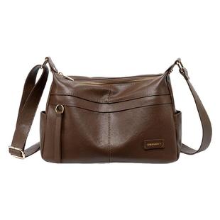 女士包包斜挎2025新款真皮软牛皮女包大容量宽肩带单肩妈妈包皮包