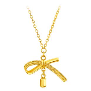 调太幅18K金爆闪丝带蝴蝶结流苏项链 女在逃公主纯银高级感礼物潮