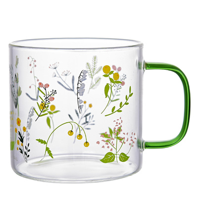 吾洛小碎花清新高硼硅玻璃杯