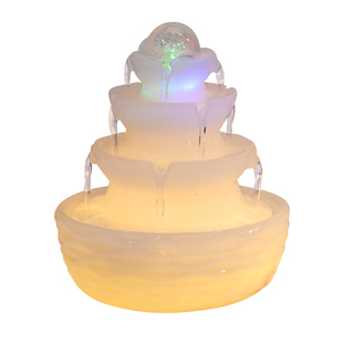 高端现代流水摆件循环水招财客厅装饰品小型茶台水车风水轮加湿器