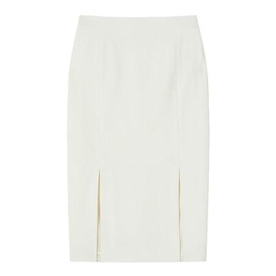 lkbennett白色通勤西装半身裙女新款高腰修身一步裙中裙开衩