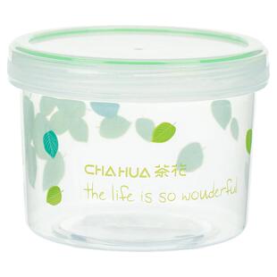 茶花塑料保鲜盒罐可微波加热圆形冰箱冷冻密封迷你小号便携可叠加