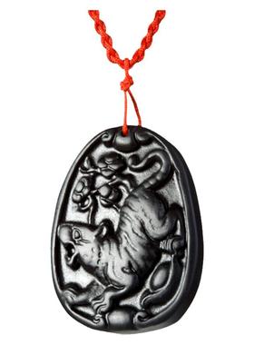 生肖虎吊坠砭石项链