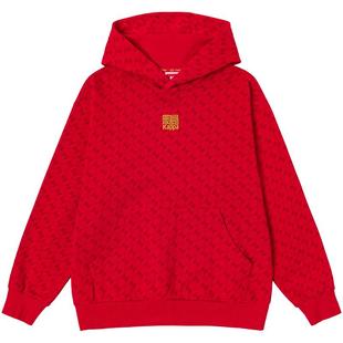 Kappa卡帕背靠背新年红色卫衣背靠背套头帽衫男女情侣运动外套