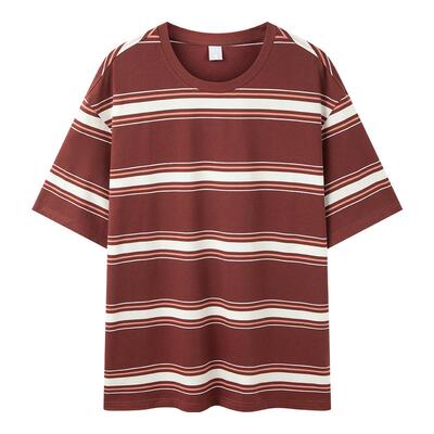 森马宽松撞色条纹纯棉短袖T恤男