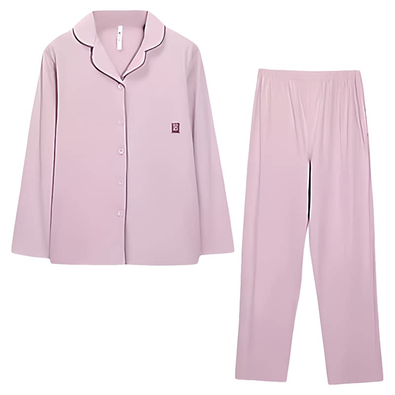 红豆100%棉男士女士翻领家居服