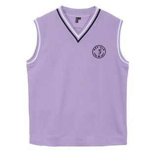 时代少年团同款背心韩都衣舍2024学院风潮宽松V领外穿烟紫色马甲