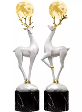客厅轻奢招财鹿落地摆件