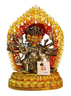 纯铜马头金刚佛像尼泊尔工艺精品仿古鎏金铜像装饰摆件白铜七寸