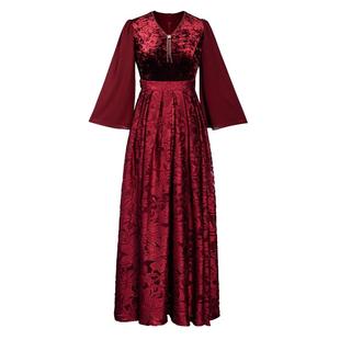 名兰世家喜妈妈高档丝绒礼服女婚宴年会主持人连衣裙日常聚会可穿