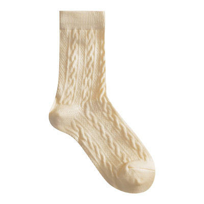 Himade保暖女复古麻花中筒袜