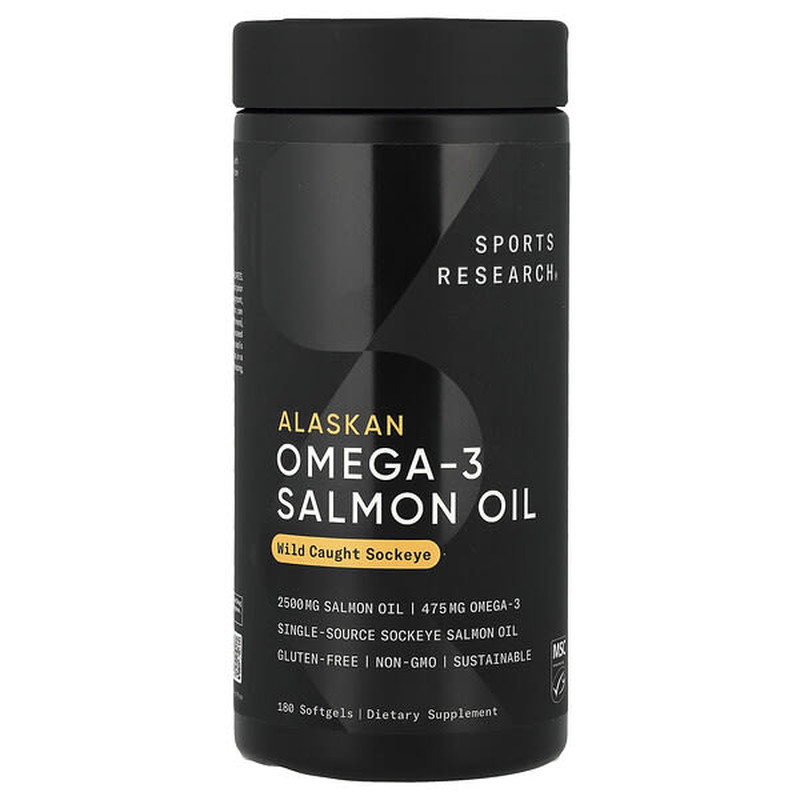 Sports Research,阿拉斯加 Omega-3 鲑鱼油,红鲑,180 粒软胶囊