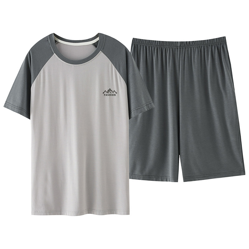 莫代尔睡衣男士夏季短袖短裤家居睡衣/家居服套装