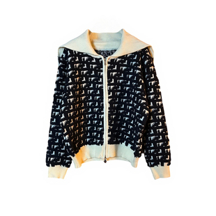 海军领宽松拉链开衫外套毛衣女款2026春季新款小个子高级针织上衣