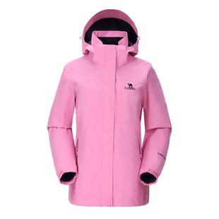 骆驼户外三防冲锋衣女三合一可拆卸防水外套男星云紫色旅游登山服