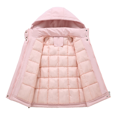 冬新款连帽冲锋衣工装加厚棉袄大码宽松羽绒棉衣女派克服棉服外套