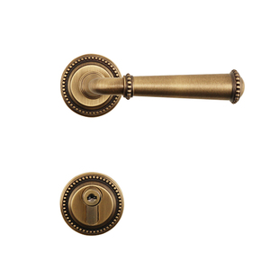 olrvli黄铜美式中式古铜色门锁磁吸静音复古法式轻奢卧室双开门锁