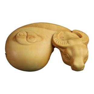 小叶黄杨木生肖牛手把件随身盘玩钥匙扣挂件实木雕刻工艺扭转乾坤