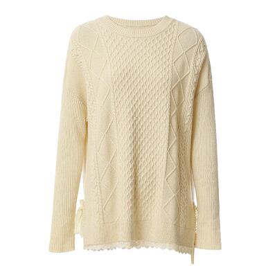 慵懒绞花套头针织毛衣