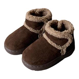细细条 复古羊羔毛儿童棉鞋百搭亲子冬季外穿保暖男童女童雪地靴