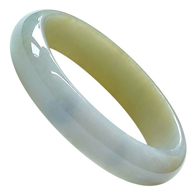 金黄淡紫双彩半山半水翡翠手镯59