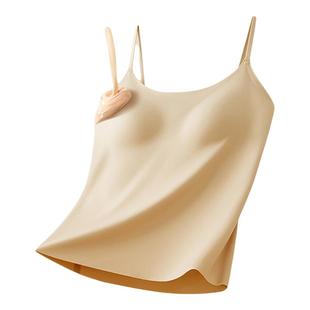 粉底液吊带背心女士上衣胸垫可外穿文胸内衣白色吊带无痕裸感隐形
