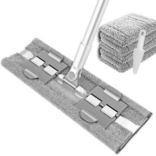 宝家洁懒人免手洗夹布长平板拖把家用一拖净木地板保洁专用拖布