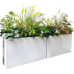 wo+仿真狗尾草芦苇花箱绿植花草混搭商业街造景装饰户外隔断摆放