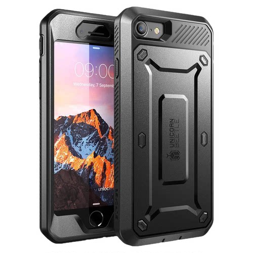 SUPCASE 适用苹果7/8手机壳全包防摔壳膜一体iPhone se3新款SE2硅胶软7plus磨砂7p潮8p硬壳带支架保护套