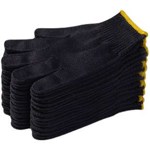 手套劳保黑耐脏尼龙耐磨工作加厚棉线腈纶涤纶化纤男劳工汽修手套