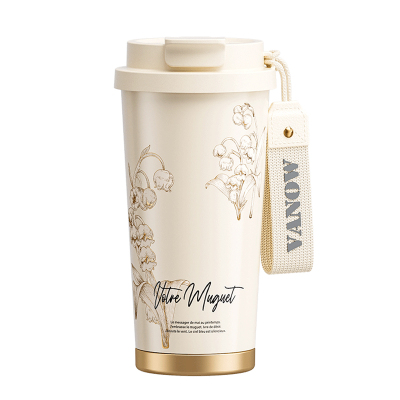 Vanow铃兰保温杯女士高颜值2025新款女生吸管咖啡水杯子圣诞礼物