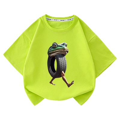Boneca Ambalam轮胎青蛙抽象国外山海经纯棉短袖男童T恤夏季衣服