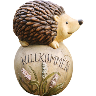 welcome欢迎门牌创意庭院杂货装饰摆件树脂刺猬兔子摆件