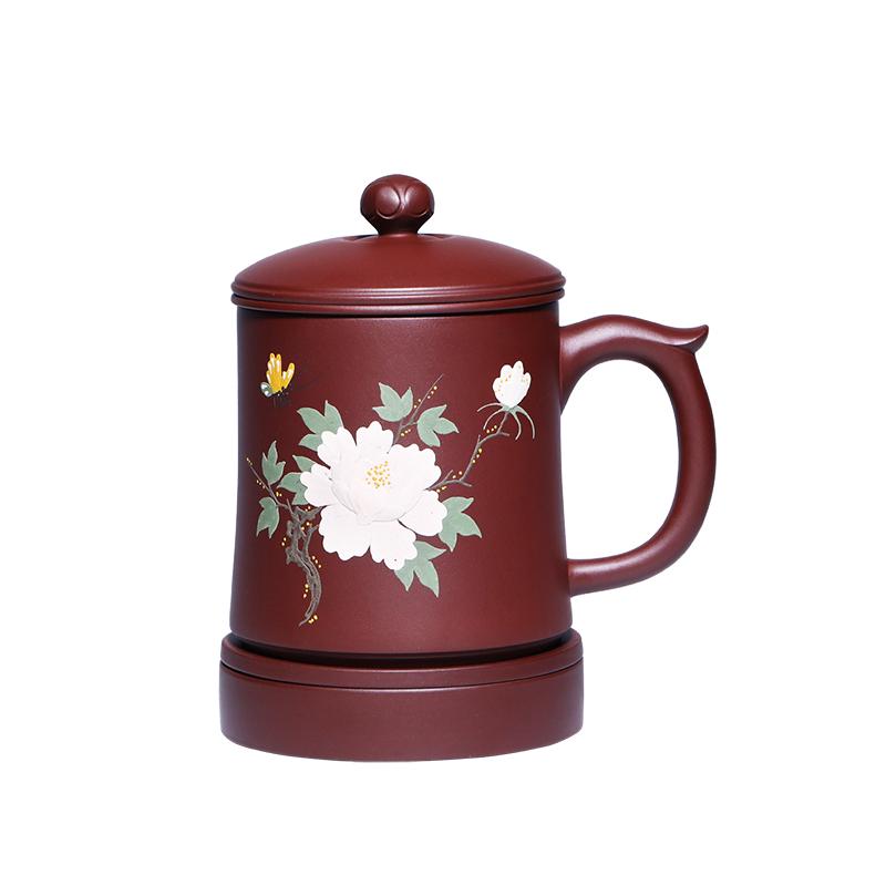 宜兴紫砂杯纯手工彩绘女士茶杯子