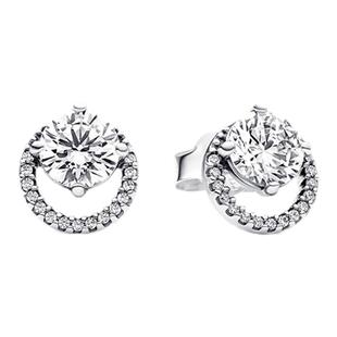 Pandora潘多拉闪耀圆形光环耳钉精致感优雅送女友礼物