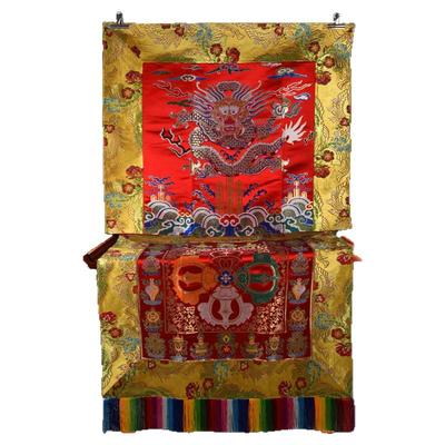 彩色加厚面料红色龙纹金刚杵图案桌前布家用佛堂布置装饰供桌布