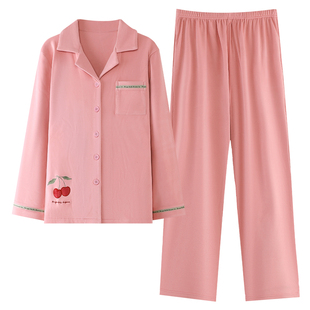 牧柔保暖德绒休闲风开衫式宽松翻领柔软保温保暖长裤可外穿女睡衣