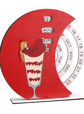 高颜值木质旋转日历摆件万年历