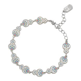 吴越老银铺正品珐琅手链9999纯银宝禄手链国风气质手链百搭小众款