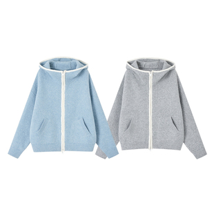 SOMESOWE 宽松撞色边连帽开衫