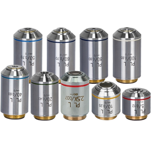 广光金相显微镜物镜PL L2.5X 5X 10X 20X 40X 50X 60X 80X 100X倍无限远长工作距离平场消色差金相高倍物镜