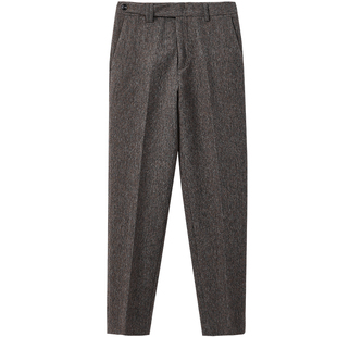 双面羊毛西裤男士宽松直筒2024冬季新款保暖毛呢绒百搭休闲裤子男