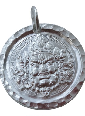 永记银铺足银999黄财神吊坠实心手工定制纯银吊坠情侣款生日礼物