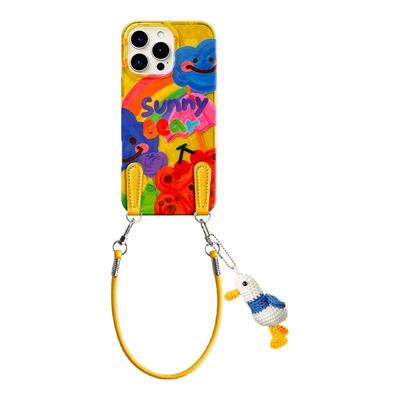 惜创【手提挂绳】适用苹果16pro手机壳iphone15promax新款油画涂鸦14pm简约创意13proma女款高级感ip全包防摔