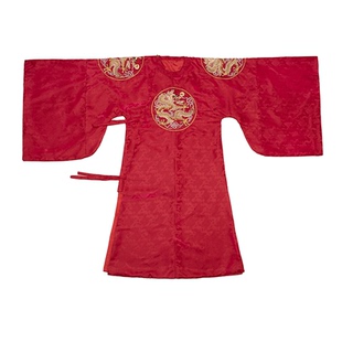 炎蔻明制圆领袍男士汉服红色中式婚服大襟团龙纹补服官服大码秋冬